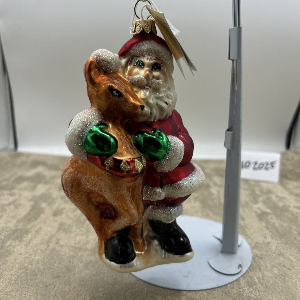 Christopher Radko Santa Reindeer Nick And Rudy Christmas Ornament Tags / No Box